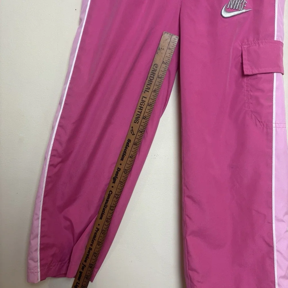 Vtg Y2K Nike Track Pants Logo Size 6 Kids Pink Cargo Mesh Lined